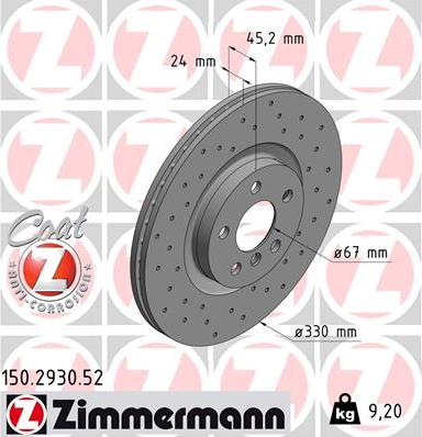 Zimmermann 150.2930.52 - Brake Disc autospares.lv