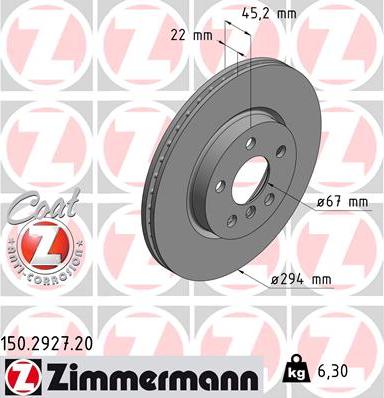 Zimmermann 150.2927.20 - Brake Disc autospares.lv