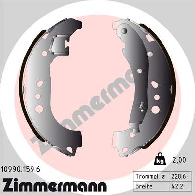 Zimmermann 10990.159.6 - Brake Shoe Set autospares.lv