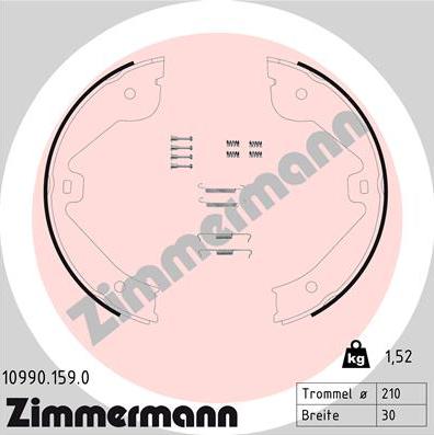 Zimmermann 10990.159.0 - Brake Shoe Set, parking brake autospares.lv