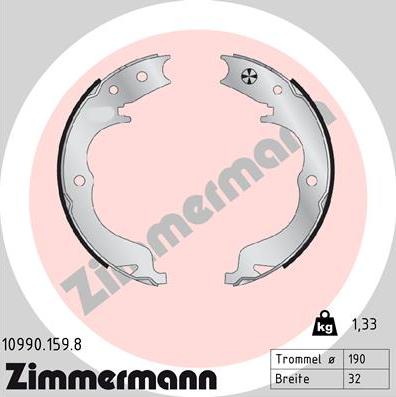 Zimmermann 10990.159.8 - Brake Shoe Set, parking brake autospares.lv