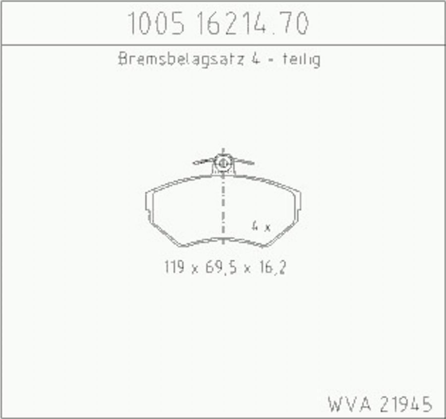 Zimmermann 10051621470 - Brake Pad Set, disc brake autospares.lv