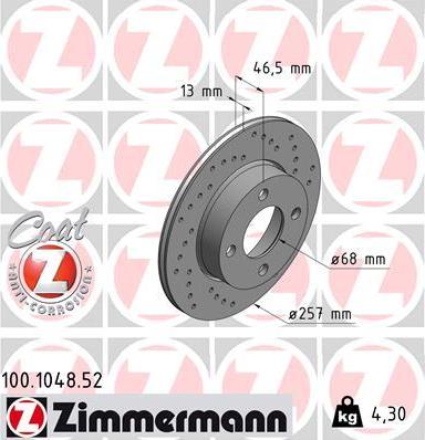 Zimmermann 100.1048.52 - Brake Disc autospares.lv