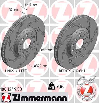 Zimmermann 100.1249.53 - Brake Disc autospares.lv