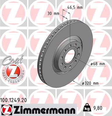 Zimmermann 100.1249.20 - Brake Disc autospares.lv