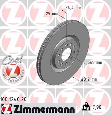 Zimmermann 100.1240.20 - Brake Disc autospares.lv
