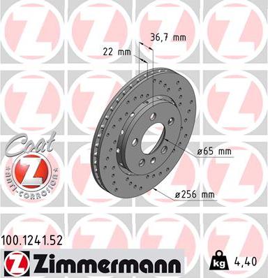 Zimmermann 100.1241.52 - Brake Disc autospares.lv