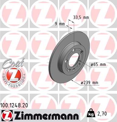 Zimmermann 100.1248.20 - Brake Disc autospares.lv