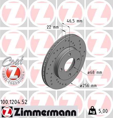 Zimmermann 100.1204.52 - Brake Disc autospares.lv