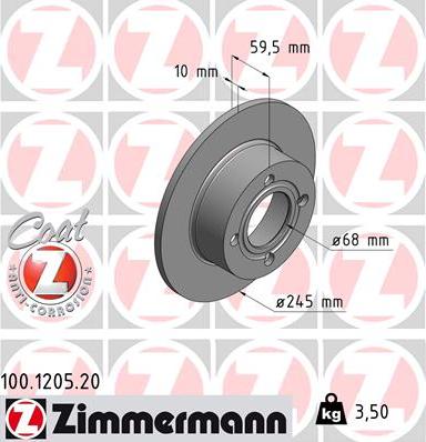 Zimmermann 100.1205.20 - Brake Disc autospares.lv