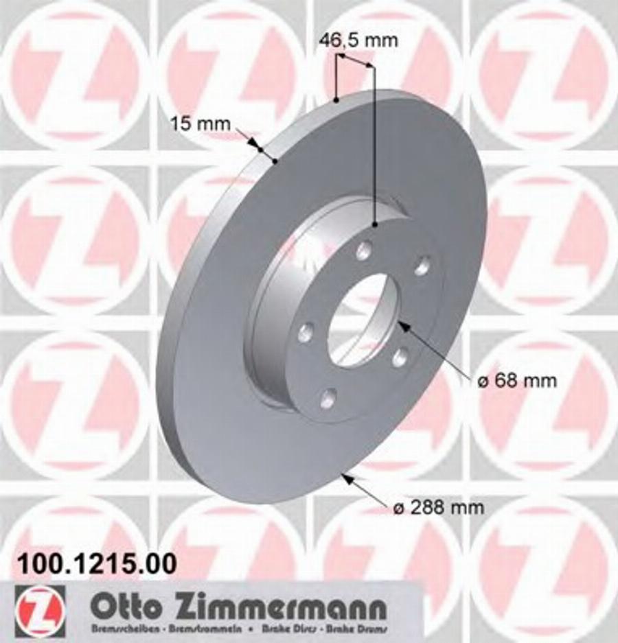 Zimmermann 100 1215 00 - Brake Disc autospares.lv