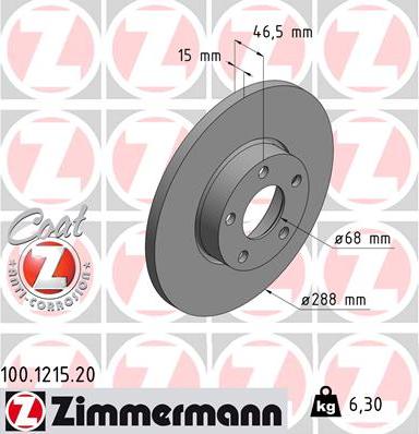 Zimmermann 100.1215.20 - Brake Disc autospares.lv