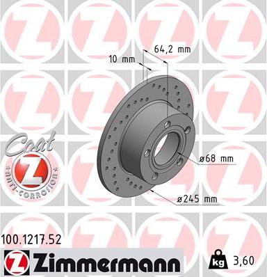 Zimmermann 100.1217.52 - Brake Disc autospares.lv
