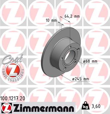 Zimmermann 100.1217.20 - Brake Disc autospares.lv