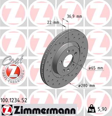 Zimmermann 100.1234.52 - Brake Disc autospares.lv