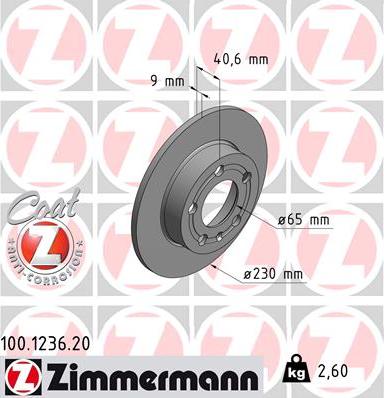 Zimmermann 100.1236.20 - Brake Disc autospares.lv