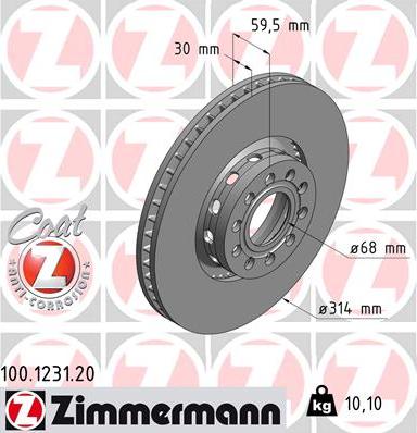 Zimmermann 100.1231.20 - Brake Disc autospares.lv