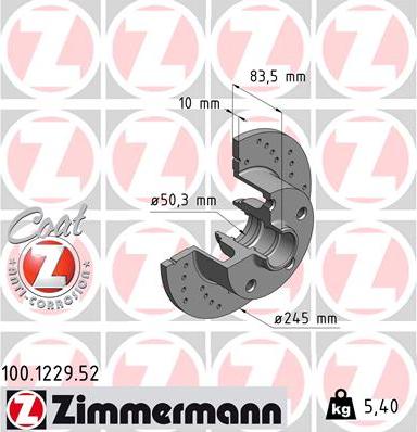 Zimmermann 100.1229.52 - Brake Disc autospares.lv