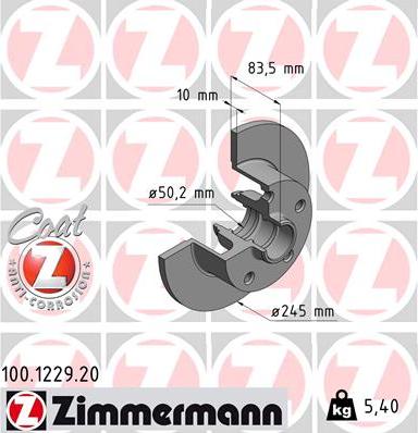 Zimmermann 100.1229.20 - Brake Disc autospares.lv