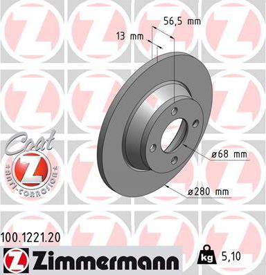 Zimmermann 100.1221.20 - Brake Disc autospares.lv