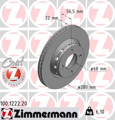 Zimmermann 100.1222.20 - Brake Disc autospares.lv