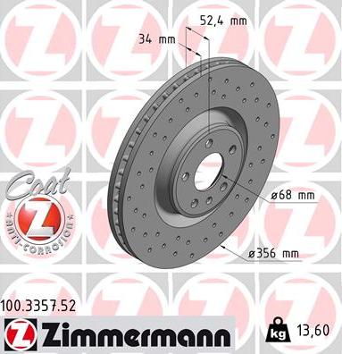 Zimmermann 100.3357.52 - Brake Disc autospares.lv