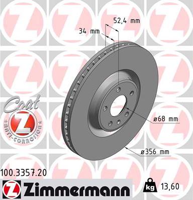 Zimmermann 100.3357.20 - Brake Disc autospares.lv