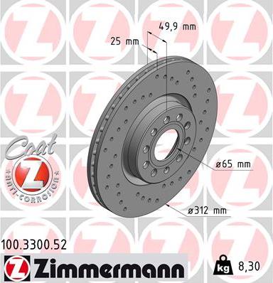 Zimmermann 100.3300.52 - Brake Disc autospares.lv