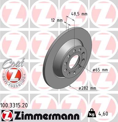 Zimmermann 100.3315.20 - Brake Disc autospares.lv