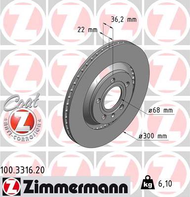 Zimmermann 100.3316.20 - Brake Disc autospares.lv