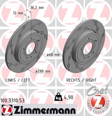 Zimmermann 100.3310.53 - Brake Disc autospares.lv