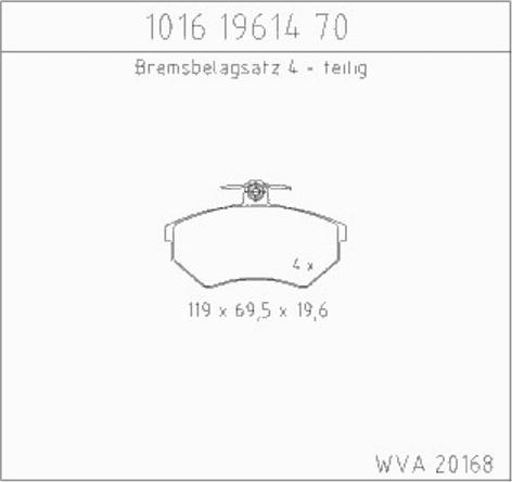 Zimmermann 10161961470 - Brake Pad Set, disc brake autospares.lv