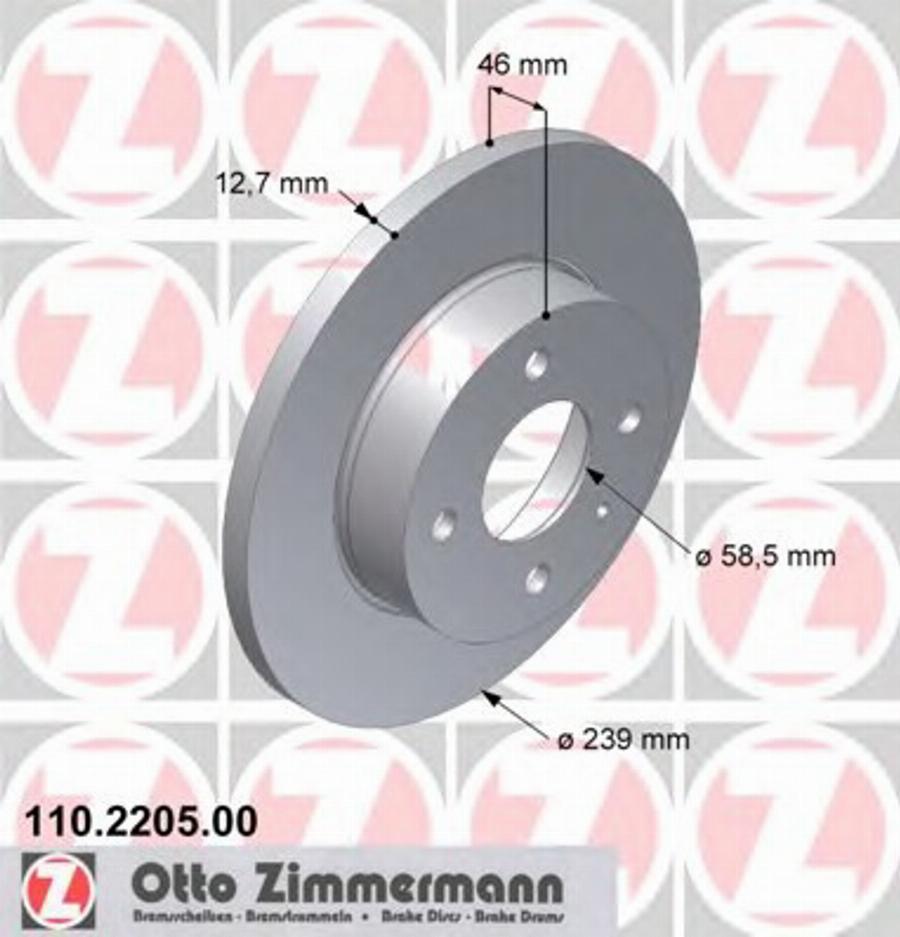 Zimmermann 110 2205 00 - Brake Disc autospares.lv