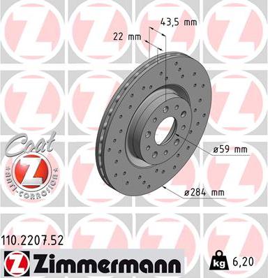 Zimmermann 110.2207.52 - Brake Disc autospares.lv
