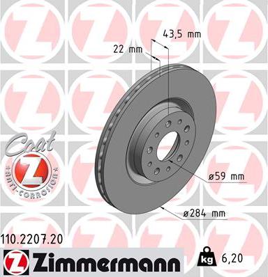 Zimmermann 110.2207.20 - Brake Disc autospares.lv