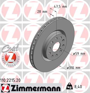 Zimmermann 110.2215.20 - Brake Disc autospares.lv