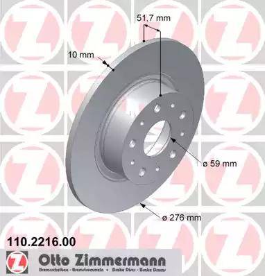 Zimmermann 110.2216.00 - Brake Disc autospares.lv