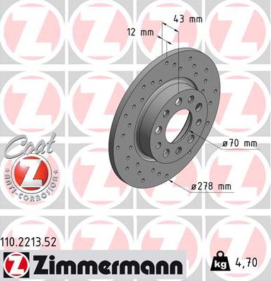 Zimmermann 110.2213.52 - Brake Disc autospares.lv