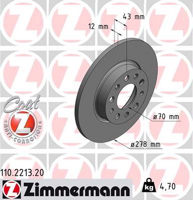 Zimmermann 110.2213.20 - Brake Disc autospares.lv