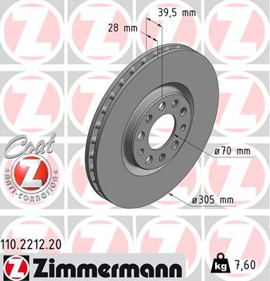 Zimmermann 110.2212.20 - Brake Disc autospares.lv