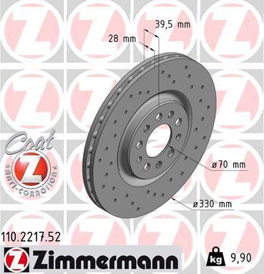 Zimmermann 110.2217.52 - Brake Disc autospares.lv