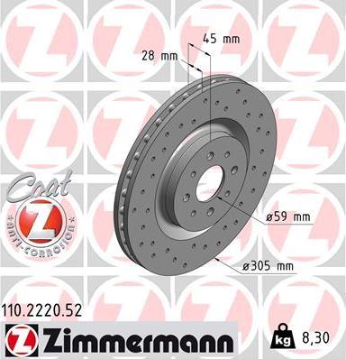 Zimmermann 110.2220.52 - Brake Disc autospares.lv