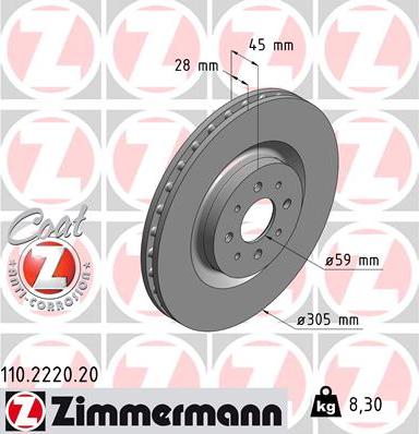 Zimmermann 110.2220.20 - Brake Disc autospares.lv