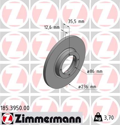 Zimmermann 185.3950.00 - Brake Disc autospares.lv