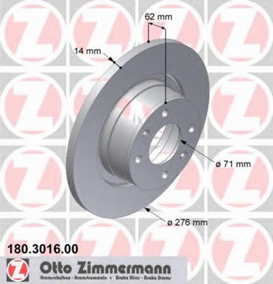 Zimmermann 180 3016 00 - Brake Disc autospares.lv