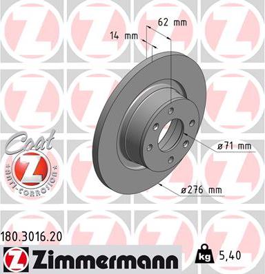 Zimmermann 180.3016.20 - Brake Disc autospares.lv