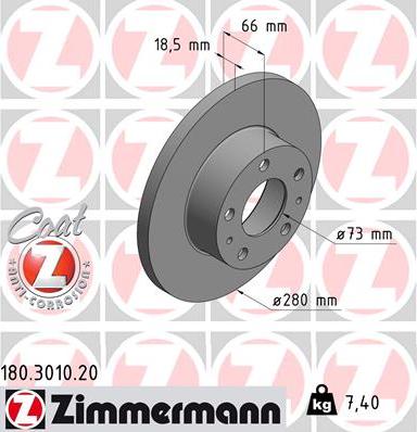 Zimmermann 180.3010.20 - Brake Disc autospares.lv