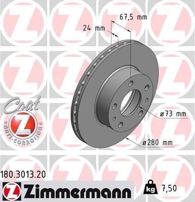Zimmermann 180.3013.20 - Brake Disc autospares.lv