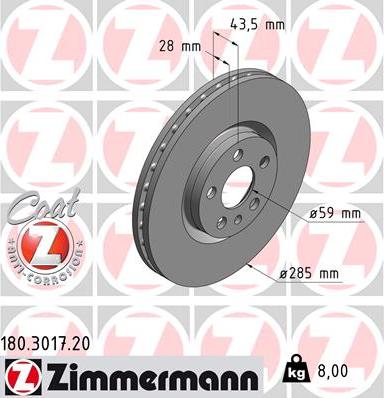 Zimmermann 180.3017.20 - Brake Disc autospares.lv