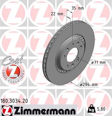 Zimmermann 180.3034.20 - Brake Disc autospares.lv